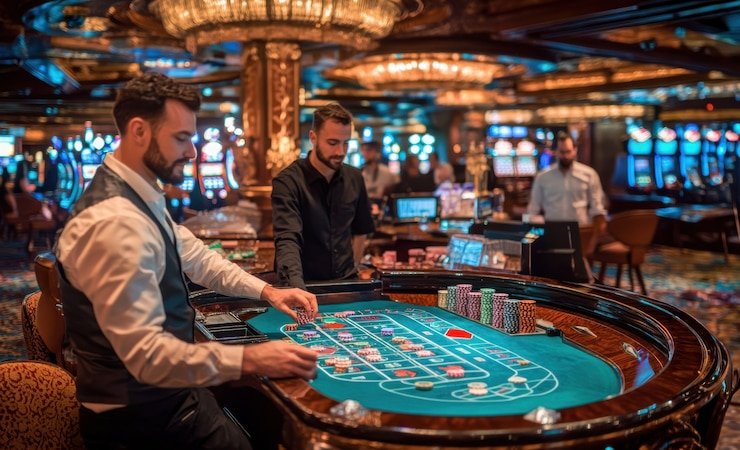 Grafik manajemen bankroll untuk pemain slot dengan rekomendasi alokasi dana